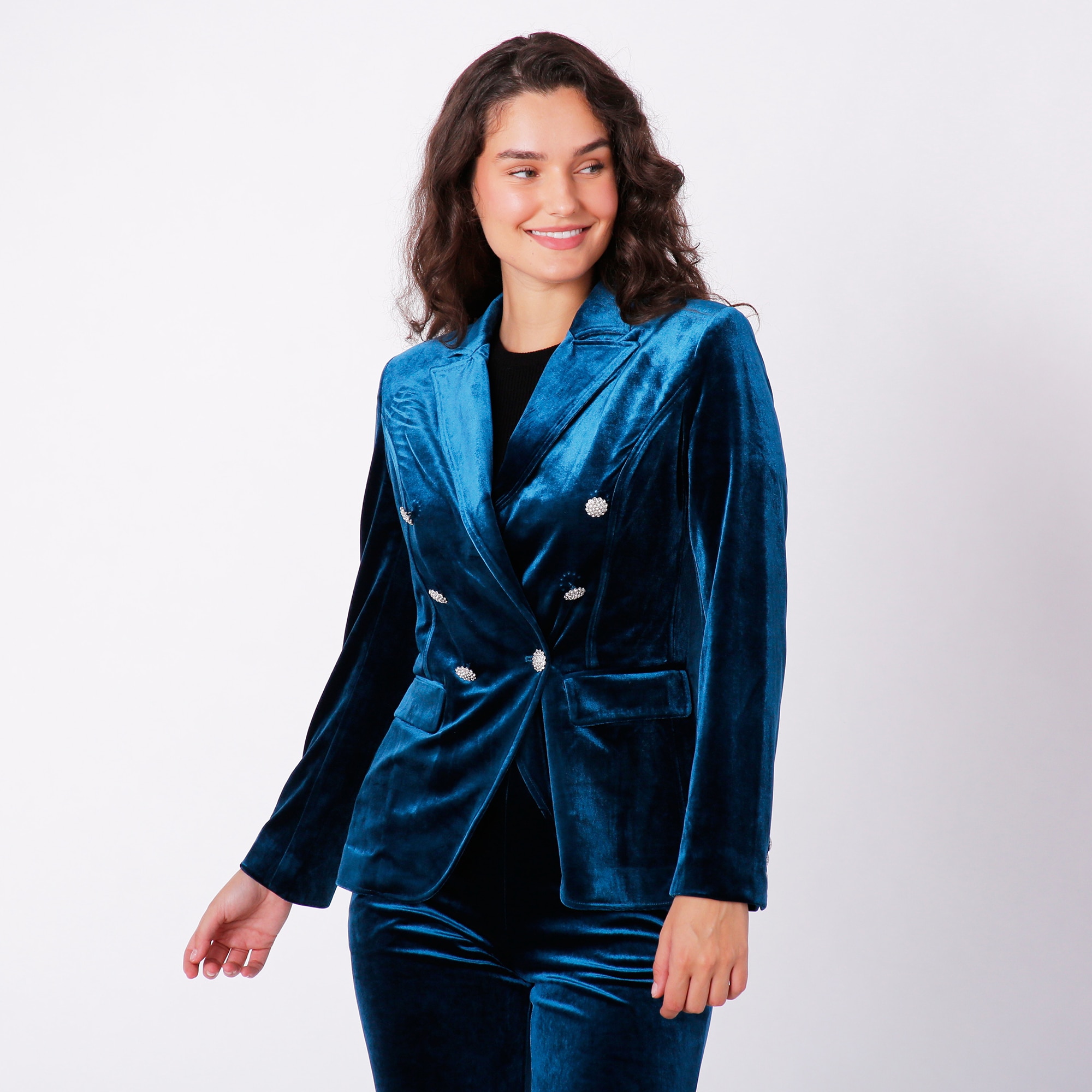 Crystal Kobe Velvet Suit Jacket