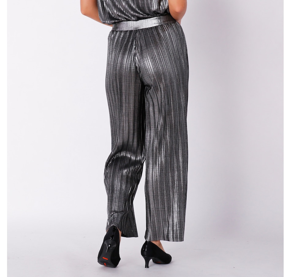 Crystal Kobe Metallic Knit Plisse Pant