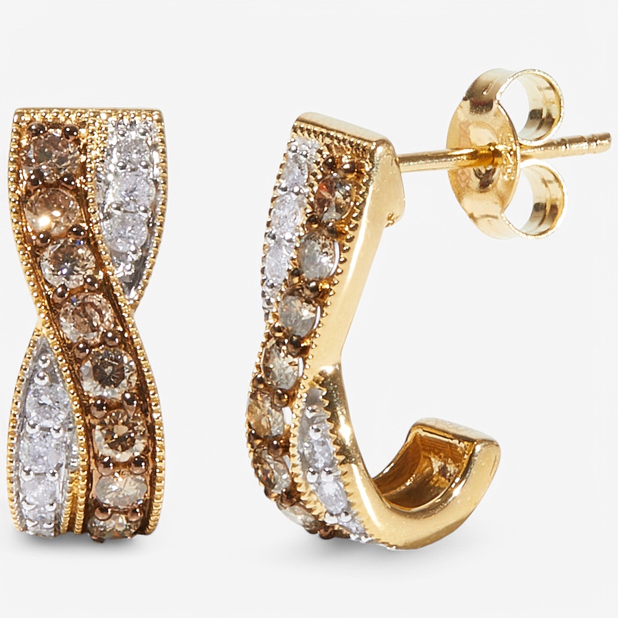 Image 238755.jpg, Product 238-755 / Price $199.88, Colours of Diamonds Sterling Silver/Yellow Gold Plate 1.00 ctw Champagne and White Diamond Earrings from Colours of Diamonds on TSC.ca's Jewellery department