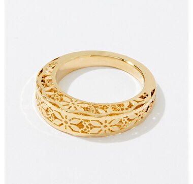 Stefano Oro 14K Gold Mesh Stretch Dome Ring 