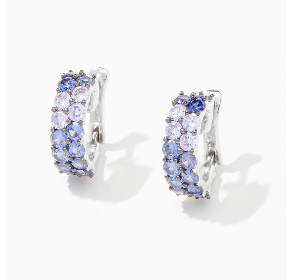 Image 238939_BLU.jpg, Product 238-939 / Price $89.99, Diamonelle Sterling Silver Rhodium Plate Diamonelle Double Row Colour Hoop Earrings from Diamonelle on TSC.ca's Jewellery department