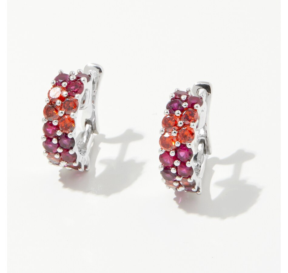 Image 238939_RED.jpg, Product 238-939 / Price $89.99, Diamonelle Sterling Silver Rhodium Plate Diamonelle Double Row Colour Hoop Earrings from Diamonelle on TSC.ca's Jewellery department
