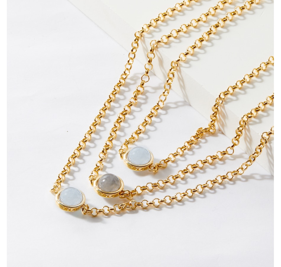 Image 239005.jpg, Product 239-005 / Price $149.99, Bronzoro Bezeled Jade Rolo Link 3 Strand Necklace from Bronzoro on TSC.ca's Jewellery department