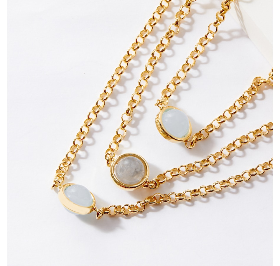 Image 239005_ALTMORE1.jpg, Product 239-005 / Price $149.99, Bronzoro Bezeled Jade Rolo Link 3 Strand Necklace from Bronzoro on TSC.ca's Jewellery department