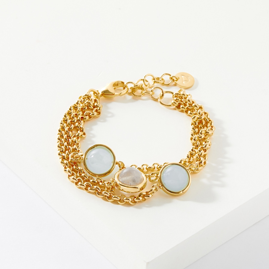 Image 239006.jpg, Product 239-006 / Price $69.88, Bronzoro Bezeled Jade Rolo Link 3 Strand Bracelet from Bronzoro on TSC.ca's Jewellery department