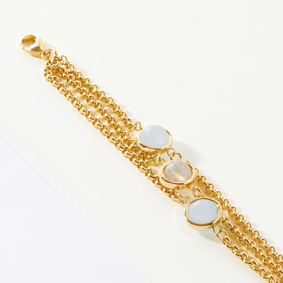 Image 239006_ALTMORE1.jpg, Product 239-006 / Price $69.88, Bronzoro Bezeled Jade Rolo Link 3 Strand Bracelet from Bronzoro on TSC.ca's Jewellery department