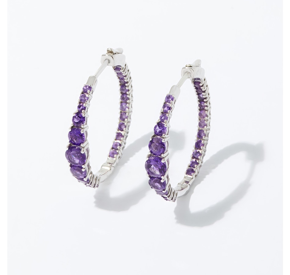 Image 239195_AMY.jpg, Product 239-195 / Price $189.99, Gem Reflections Sterling Silver 4.00ctw Gems Hoop Earrings from Gem Reflections on TSC.ca's Jewellery department
