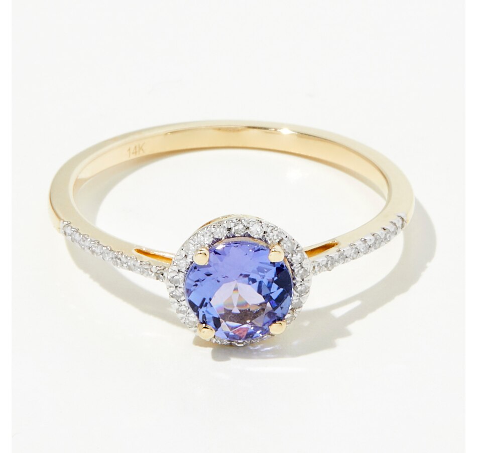 Image 239389_YGL.jpg, Product 239-389 / Price $429.33, Gem Creations 14K Gold 0.70 ctw Round Tanzanite and 0.10 ctw Diamond Ring from Best of Gems on TSC.ca's Jewellery department