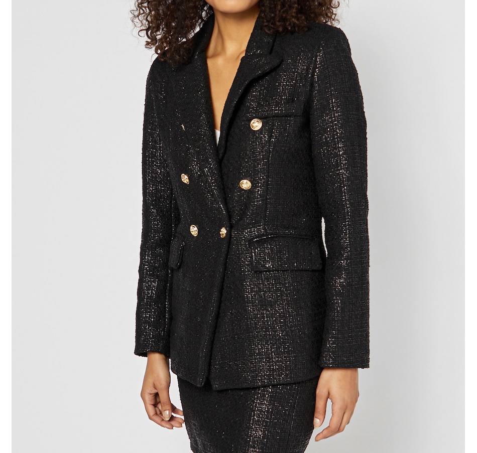 Image 240215_ALTMORE101.jpg, Product 240-215 / Price $77.33, Astrid Tweed Presley Blazer with Gold Buttons from Astrid on TSC.ca's Fashion department