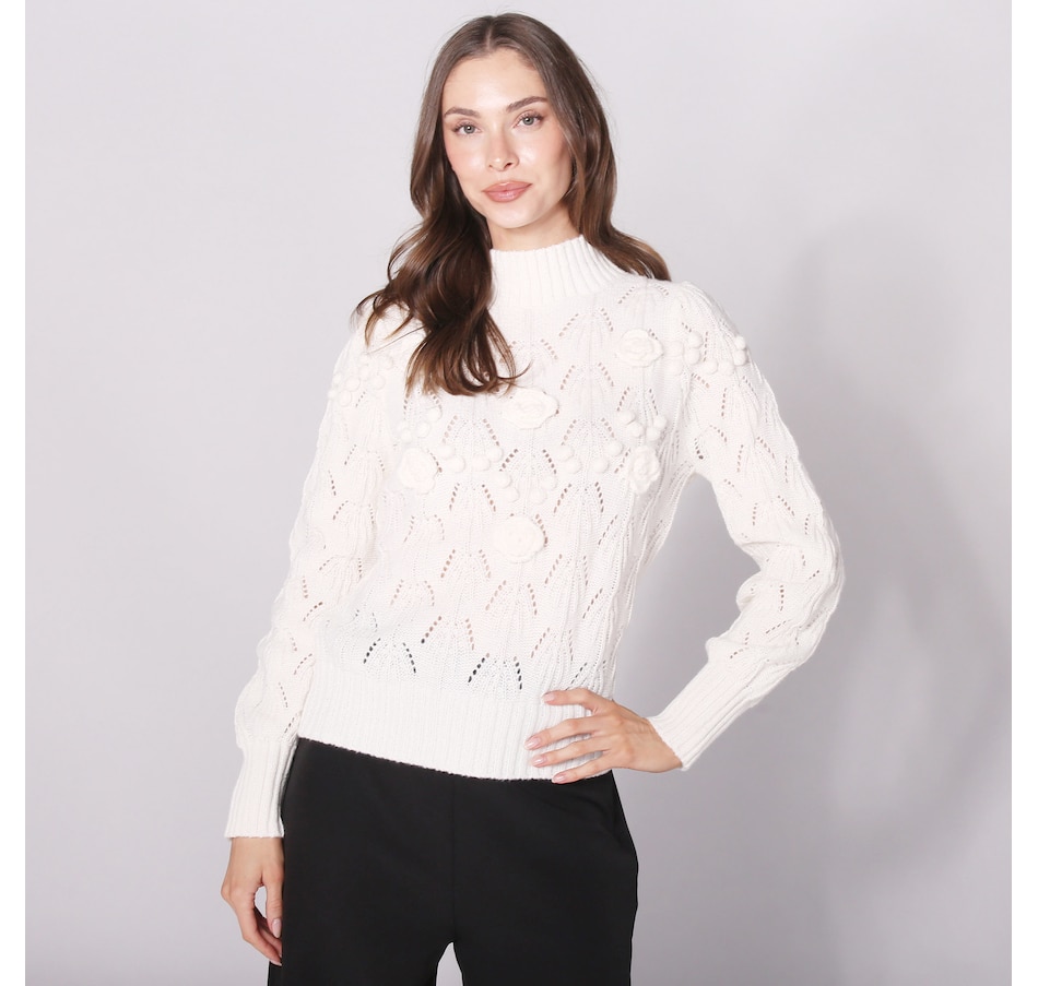 Image 240242_CRM.jpg, Product 240-242 / Price $41.33, Astrid Woodstock Mock Neck Sweater With Flower Details from Astrid on TSC.ca's Fashion department