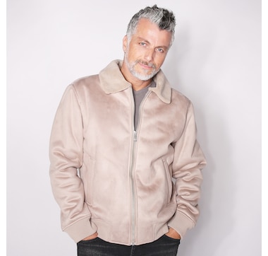 Point Zero Men's Suede Sherpa Bomber Jacket