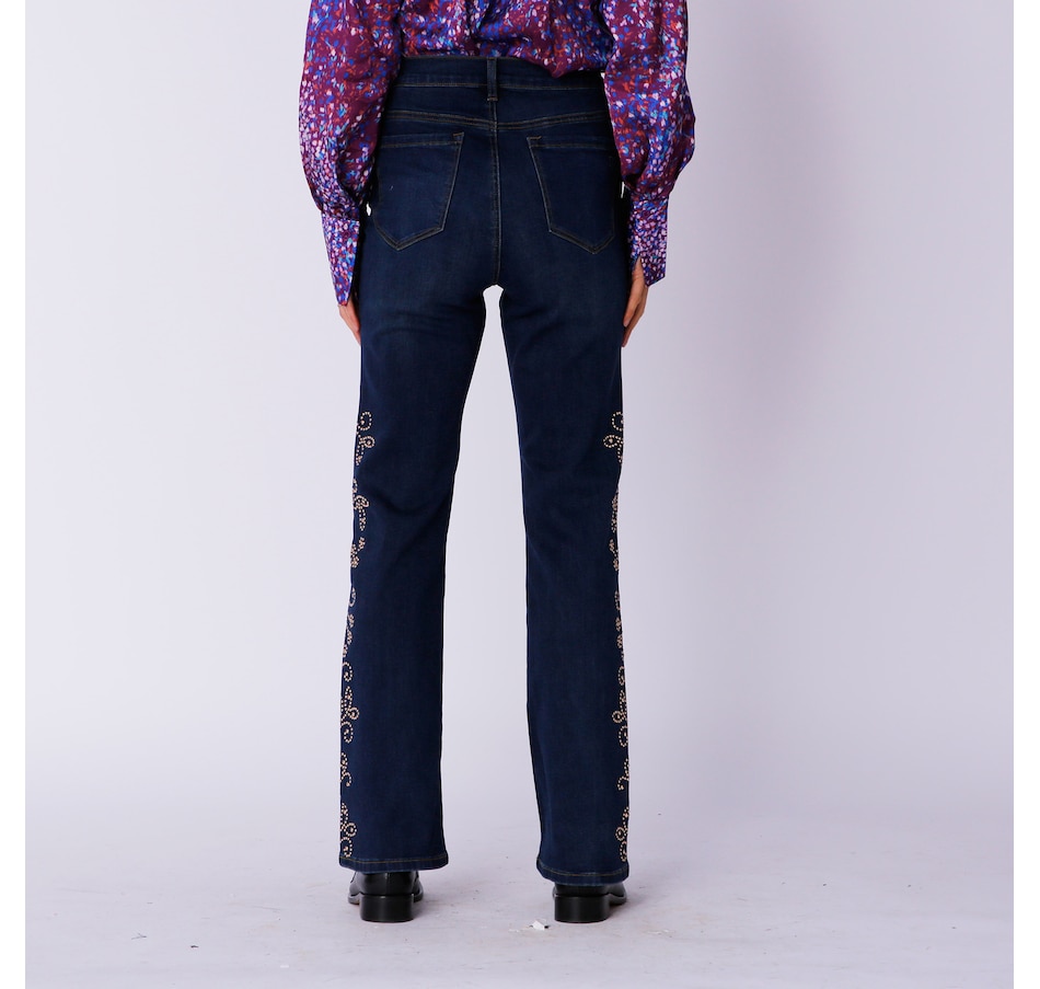 DG2 by Diane Gilman Stretch Velvet Pull-On Embroidered Bootcut