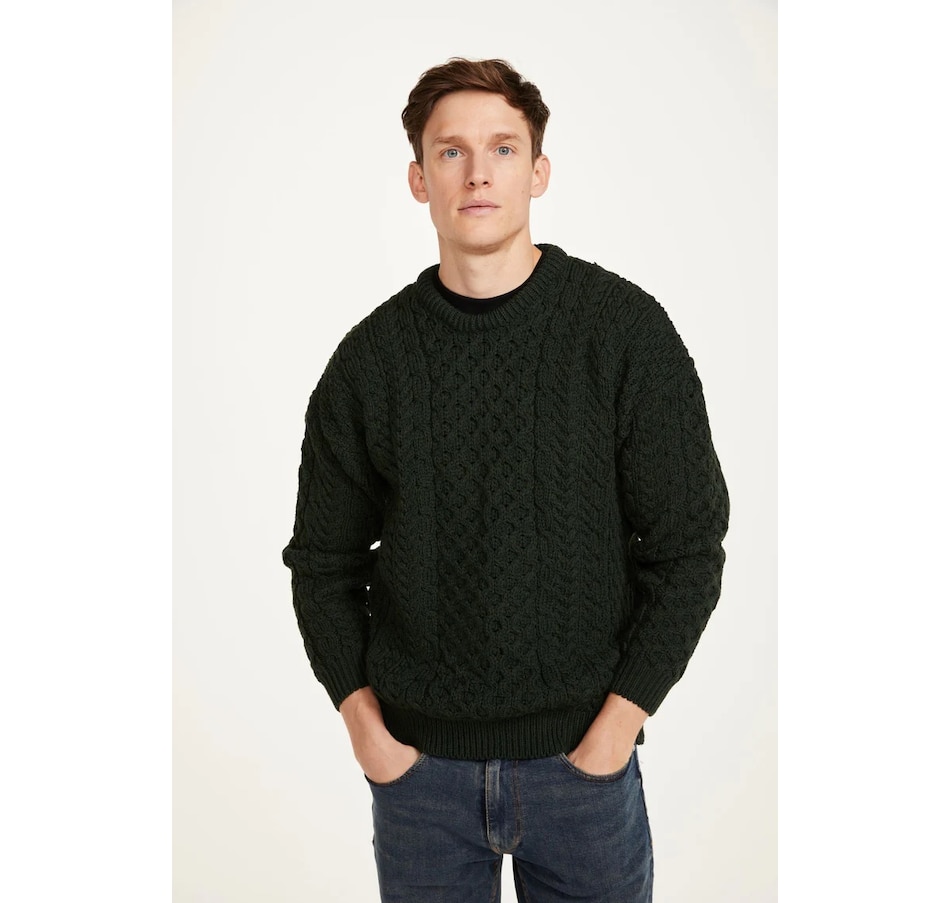 Pure Wool Aran Sweater Unisex Black Watch