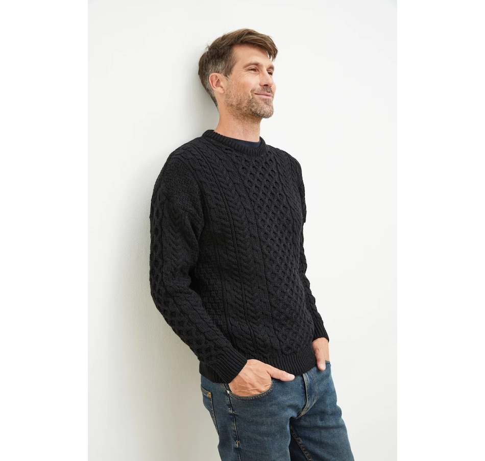 Original Aran Co. | Traditional Crew Aran Sweater Unisex 2514- Denim
