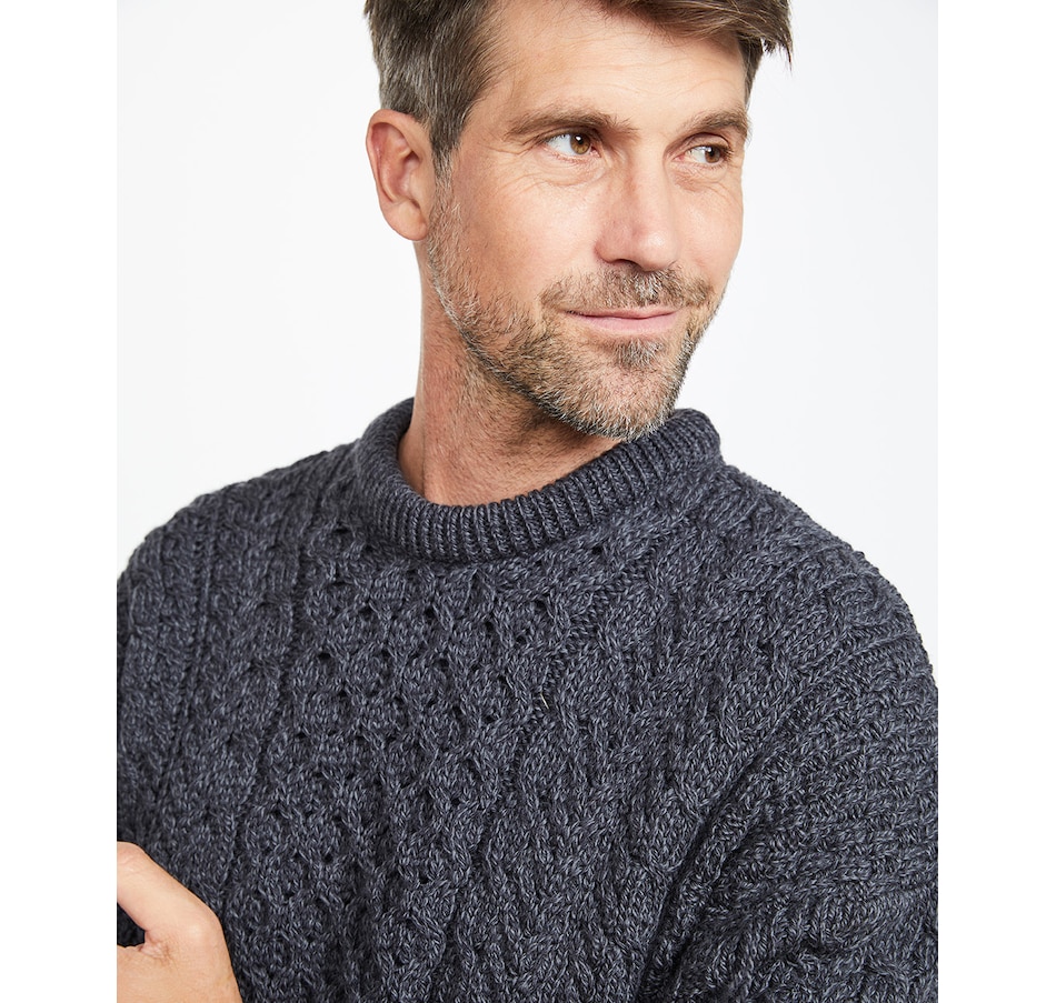 Wills Aran Cable Knit Crewneck Sweater - Cream, Crew Neck Sweaters