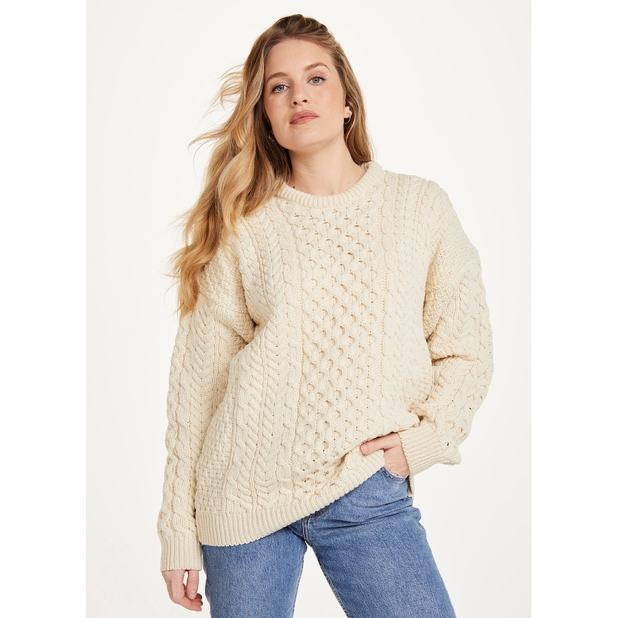 Image 240412_WHT.jpg, Product 240-412 / Price $69.33, Aran Woollen Mills Unisex Classic Aran Sweater from Aran Woollen Mills on TSC.ca's Fashion department