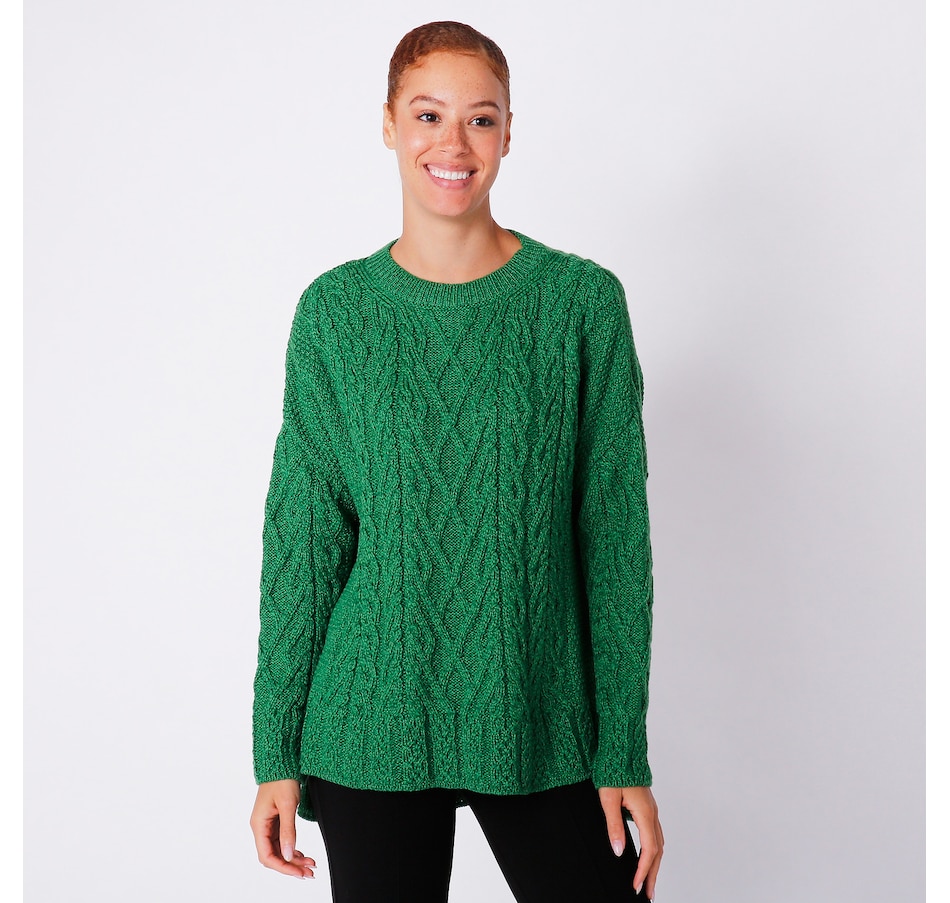 Aran Woollen Mills Supersoft Merino Vented Box Sweater With Trellis