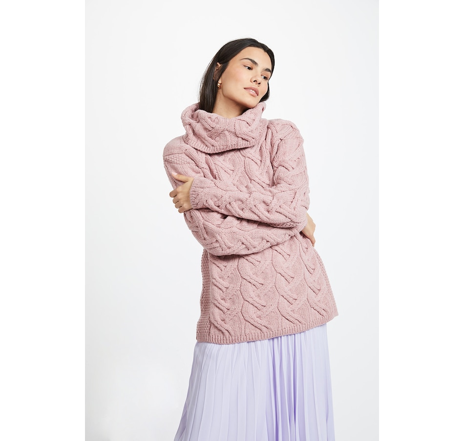 Image 240421_ALTMORE22.jpg, Product 240-421 / Price $200.00, Aran Woollen Mills Supersoft Merino Chunky Cable Oversized Cowl Neck Sweater from Aran Woollen Mills on TSC.ca's Clothing & Shoes department