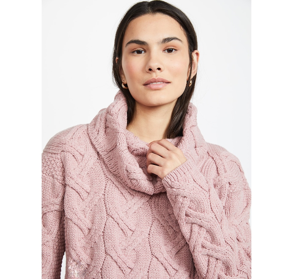 Image 240421_WNRSE.jpg, Product 240-421 / Price $200.00, Aran Woollen Mills Supersoft Merino Chunky Cable Oversized Cowl Neck Sweater from Aran Woollen Mills on TSC.ca's Clothing & Shoes department
