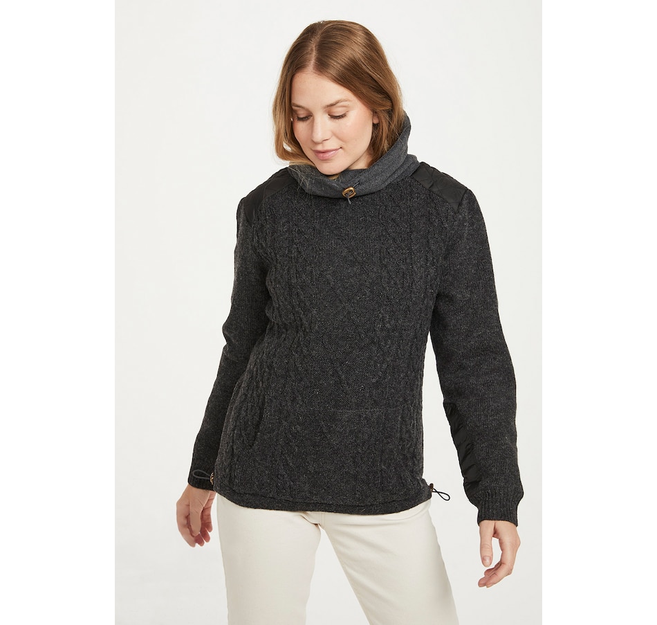 Clothing & Shoes - Tops - Sweaters & Cardigans - Pullovers - Aran Woollen  Mills Cowl Neck Sweater With Fleece Trim - Online Shopping for Canadians