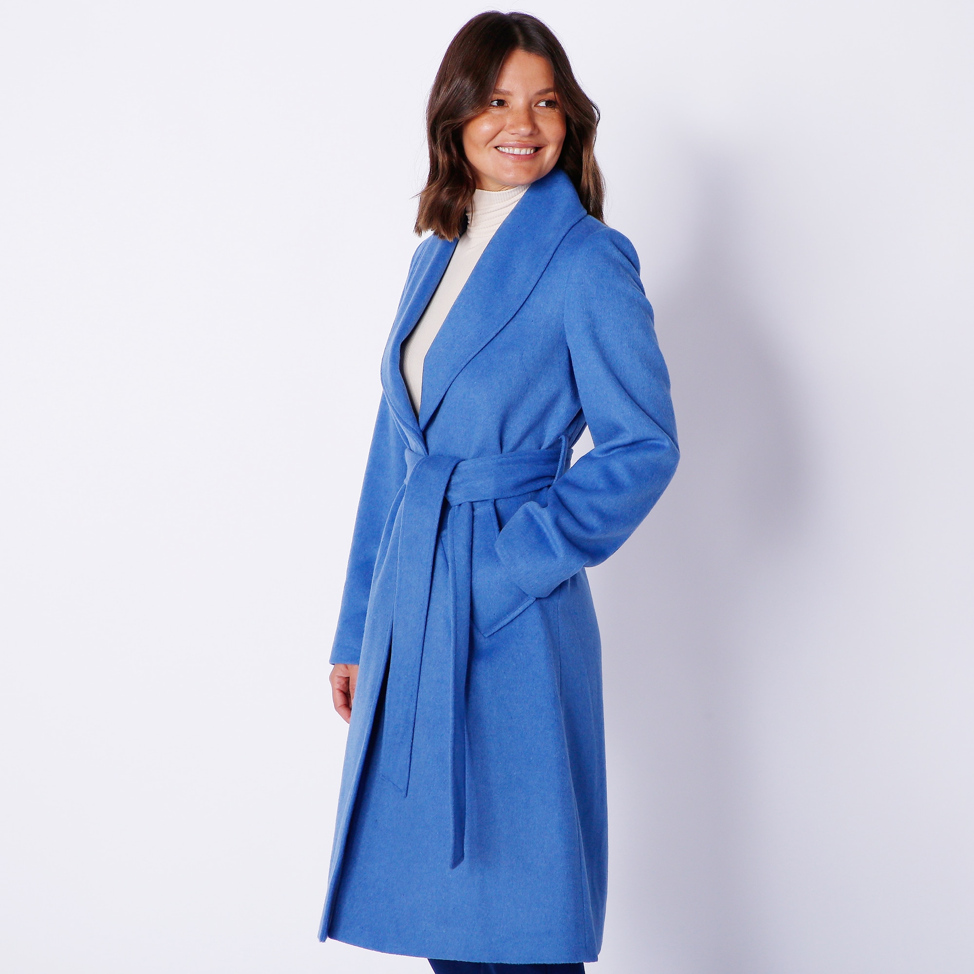 Isaac Mizrahi Wool Blend Belted Wrap Coat