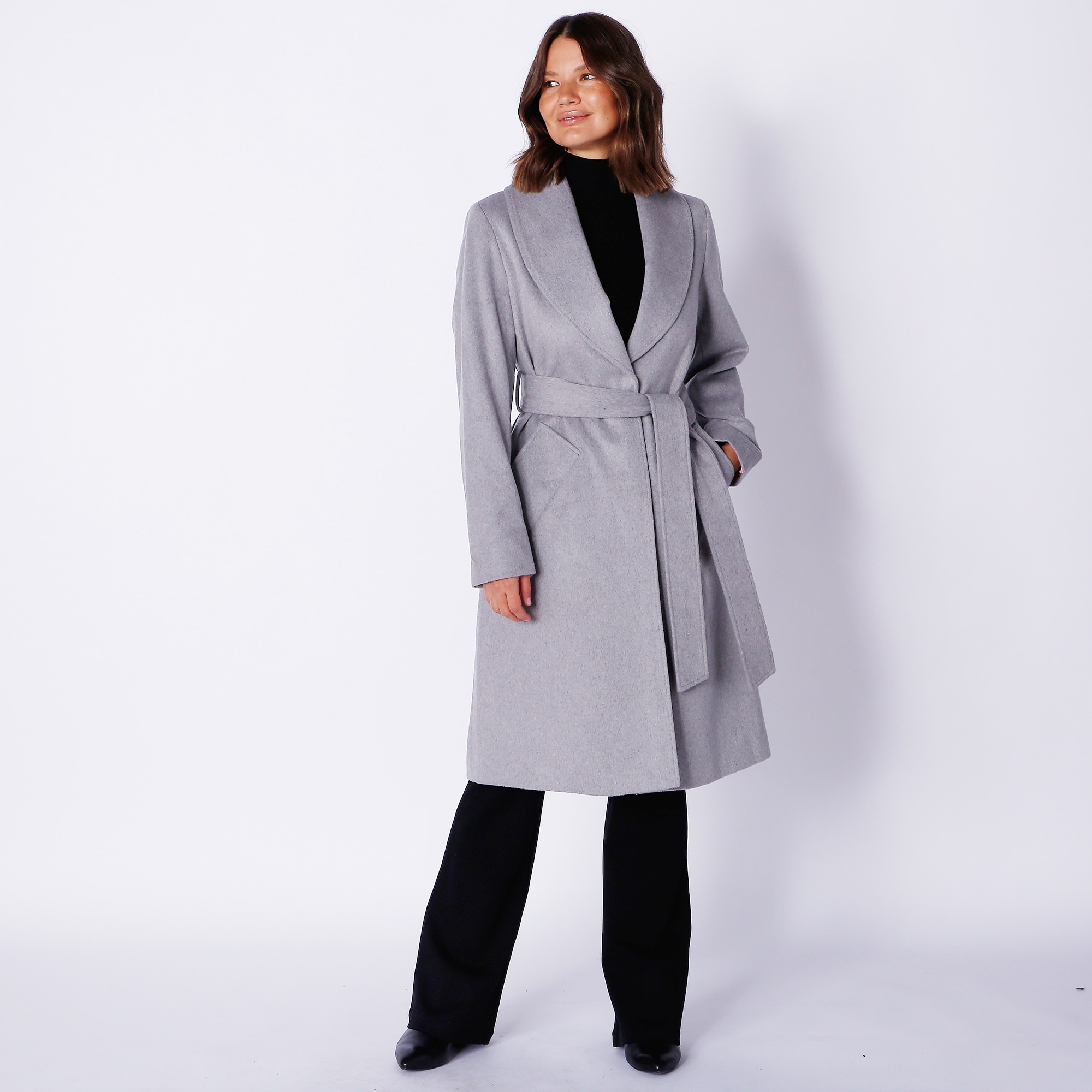 Isaac Mizrahi Wool Blend Belted Wrap Coat