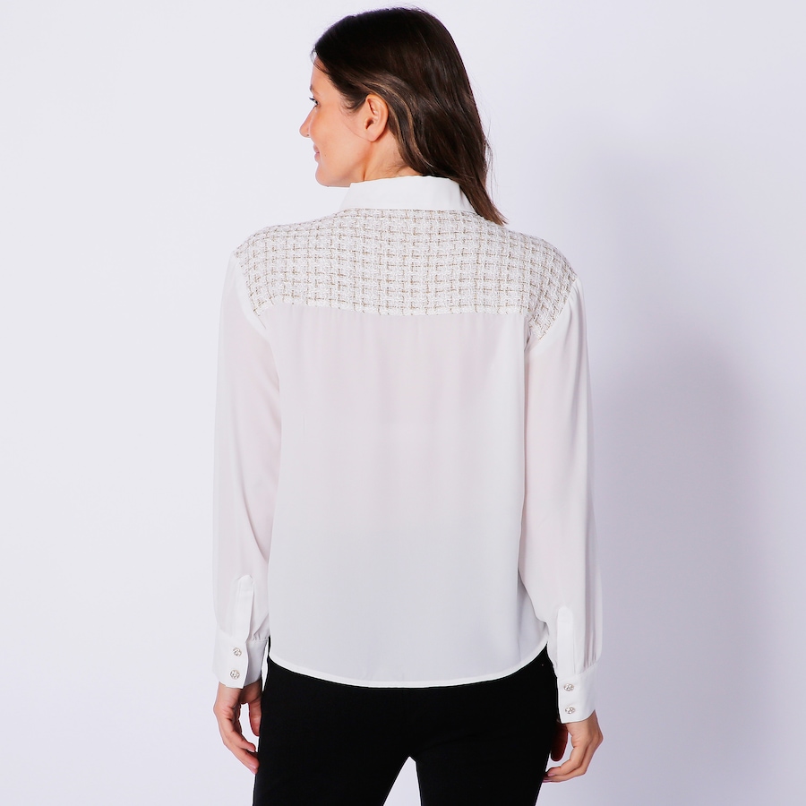 Image 240479_ALTMORE2.jpg, Product 240-479 / Price $39.33, Isaac Mizrahi Mixed Media Blouse from Isaac Mizrahi New York on TSC.ca's Fashion department