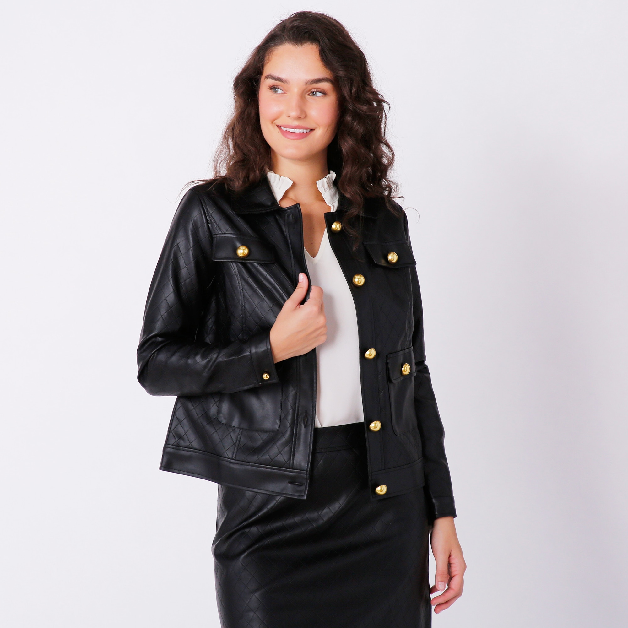 Isaac Mizrahi Quilted Faux Leather Jacket
