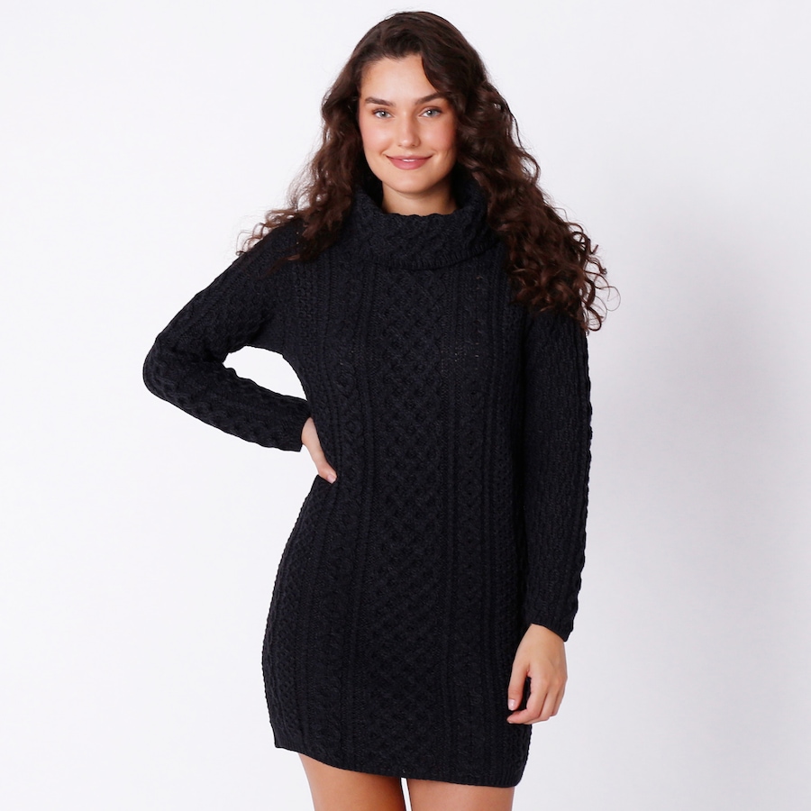 Image 240492_BLK.jpg, Product 240-492 / Price $190.00, Aran Woollen Mills Merino Cowl Neck Sweater Dress from Aran Woollen Mills on TSC.ca's Fashion department