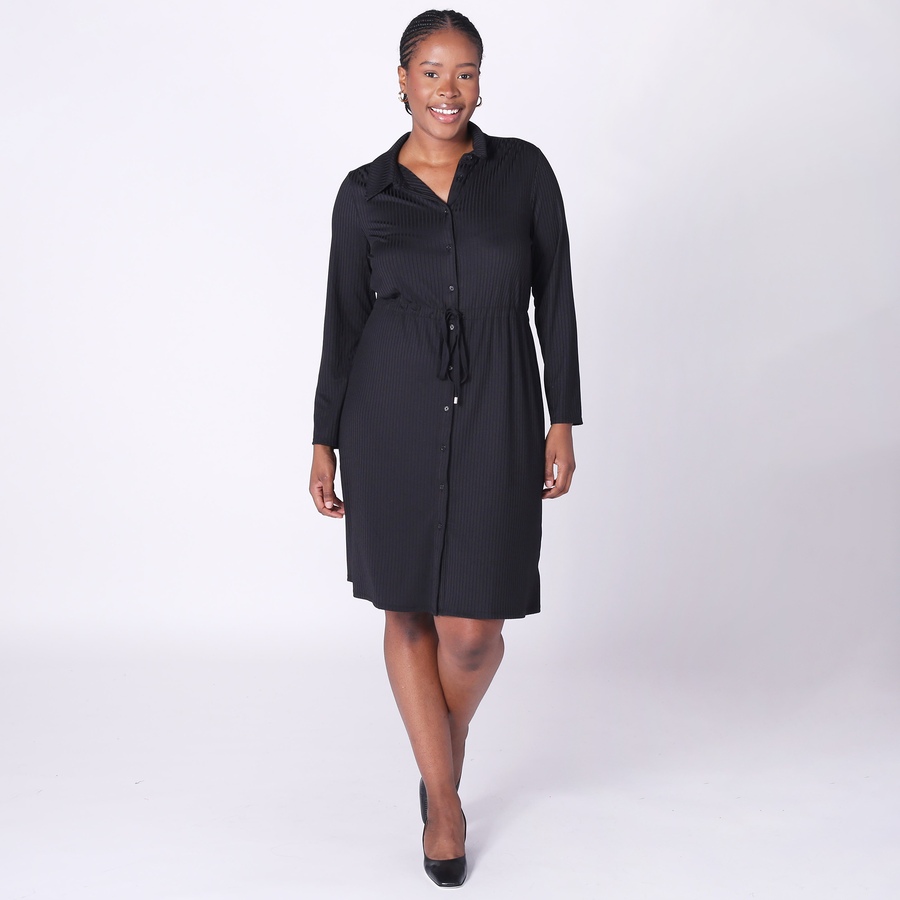 Image 240528_BLK.jpg, Product 240-528 / Price $14.33, Nina Leonard Rib Button Front Shirtdress from Nina Leonard on TSC.ca's Fashion department