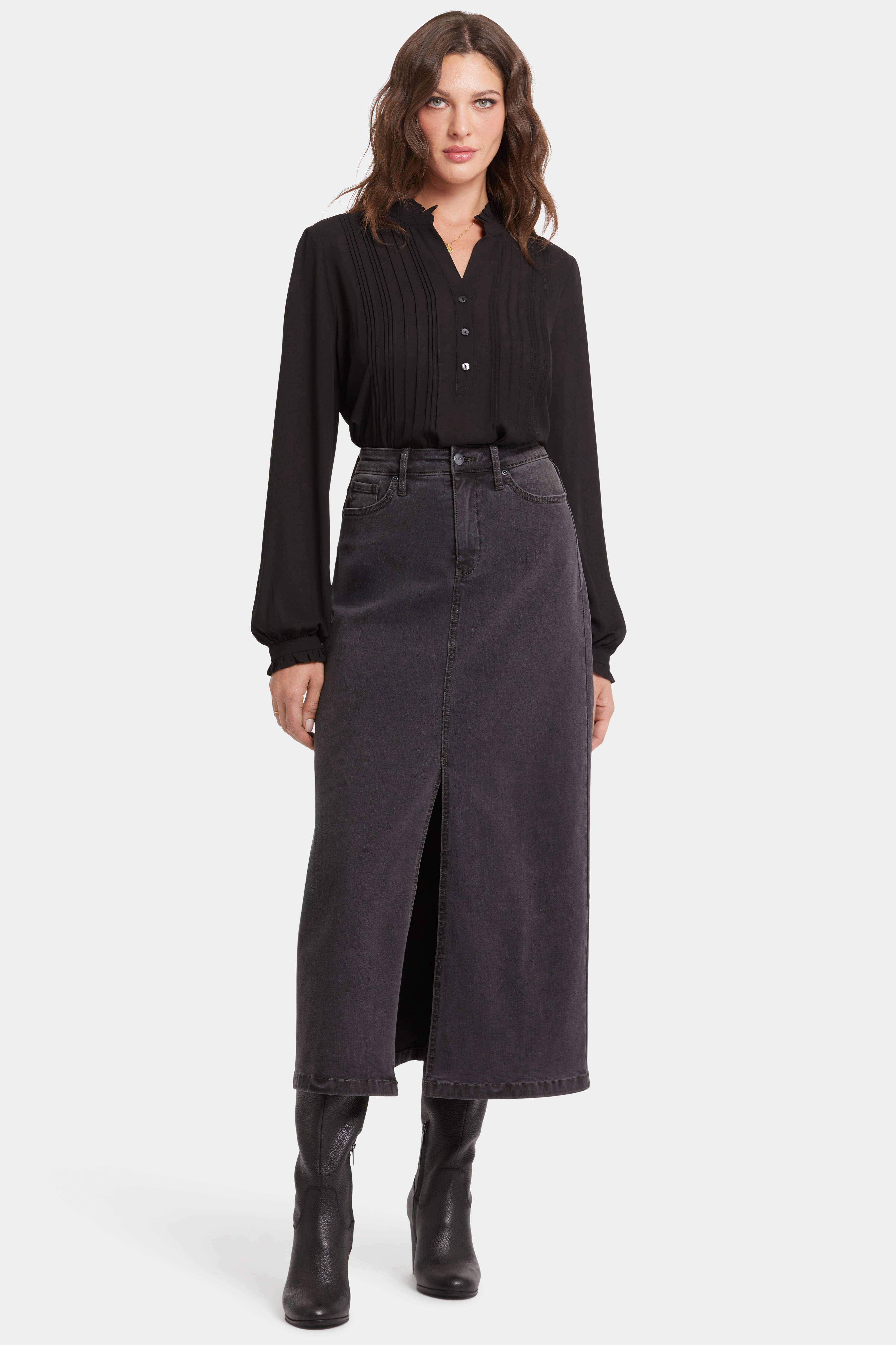 NYDJ Long Denim Skirt with Slit - TSC.ca