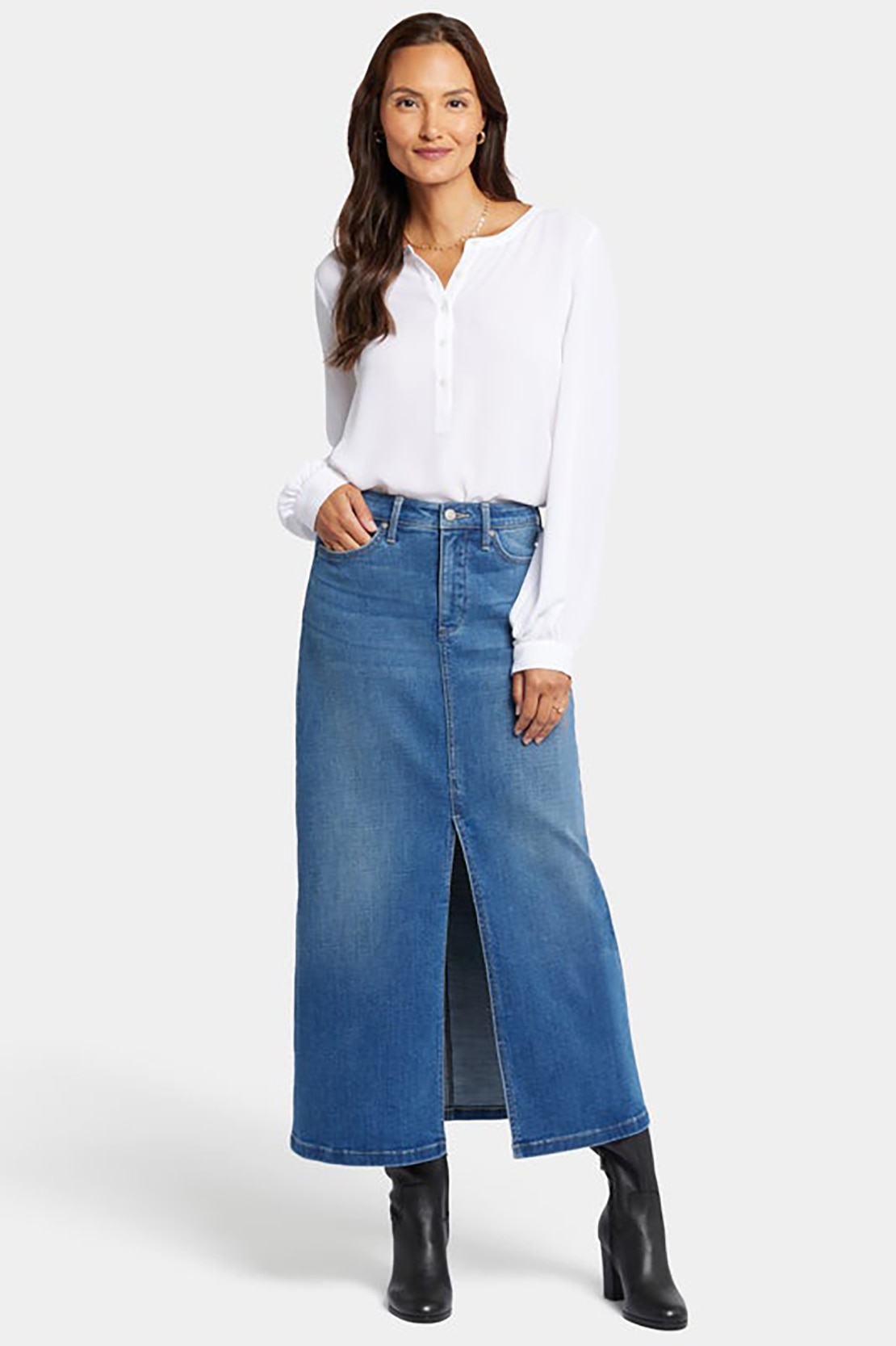NYDJ Long Denim Skirt with Slit - TSC.ca