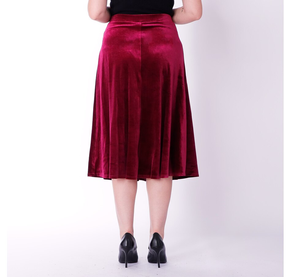 Image 240624_ALTMORE2.jpg, Product 240-624 / Price $19.33, Isaac Mizrahi Velvet A-Line Midi Skirt from Isaac Mizrahi New York on TSC.ca's Fashion department