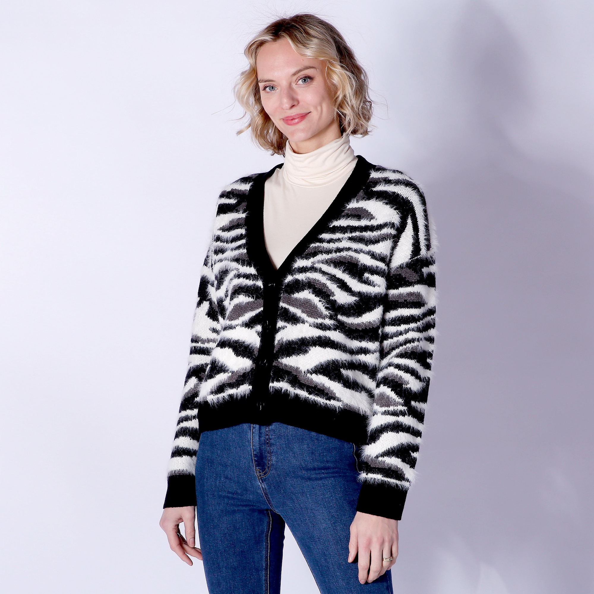 Zebra cardigan deals