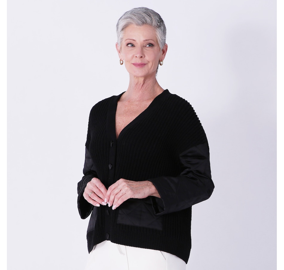 Image 240747_BLK.jpg, Product 240-747 / Price $49.33, Wynne Style Cozy Plush and Quilted Satin Cardigan Jacket from Wynnelayers on TSC.ca's Fashion department