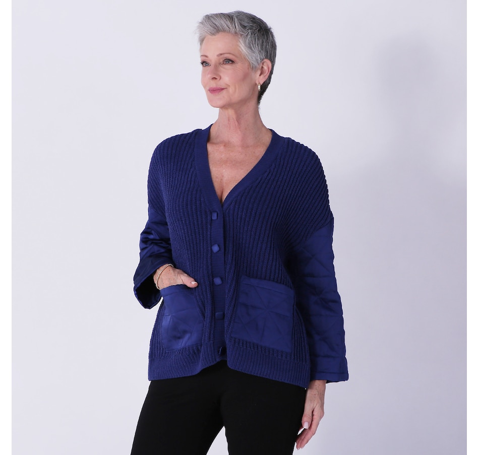 Image 240747_TWBL.jpg, Product 240-747 / Price $49.33, Wynne Style Cozy Plush and Quilted Satin Cardigan Jacket from Wynnelayers on TSC.ca's Fashion department