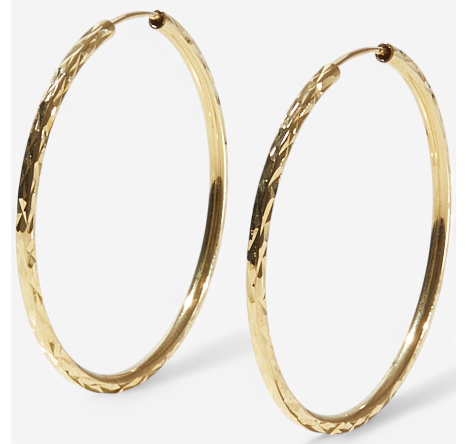 Image 240829.jpg, Product 240-829 / Price $139.99 - $549.99, TruGold 10K Yellow Gold Diamond Cut Sleeper Hoop Earrings from TruGold on TSC.ca's Jewellery department