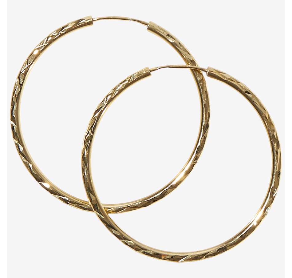Image 240829_ALTMORE1.jpg, Product 240-829 / Price $139.99 - $549.99, TruGold 10K Yellow Gold Diamond Cut Sleeper Hoop Earrings from TruGold on TSC.ca's Jewellery department