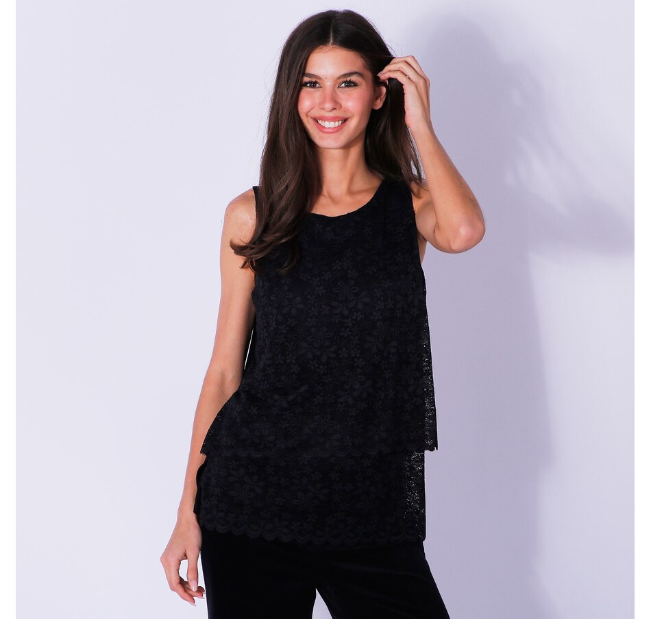 Image 240954_BLK.jpg, Product 240-954 / Price $24.33, Diane Gilman Scallop Lace Easy Tank from DG2 by Diane Gilman on TSC.ca's Fashion department
