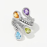Samuel B. Collection Sterling Silver Quad Bypass Gemstone Ring