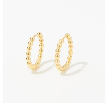 Silver Gallery Sterling Silver Yellow Gold Plate Bell Hoop Earrings