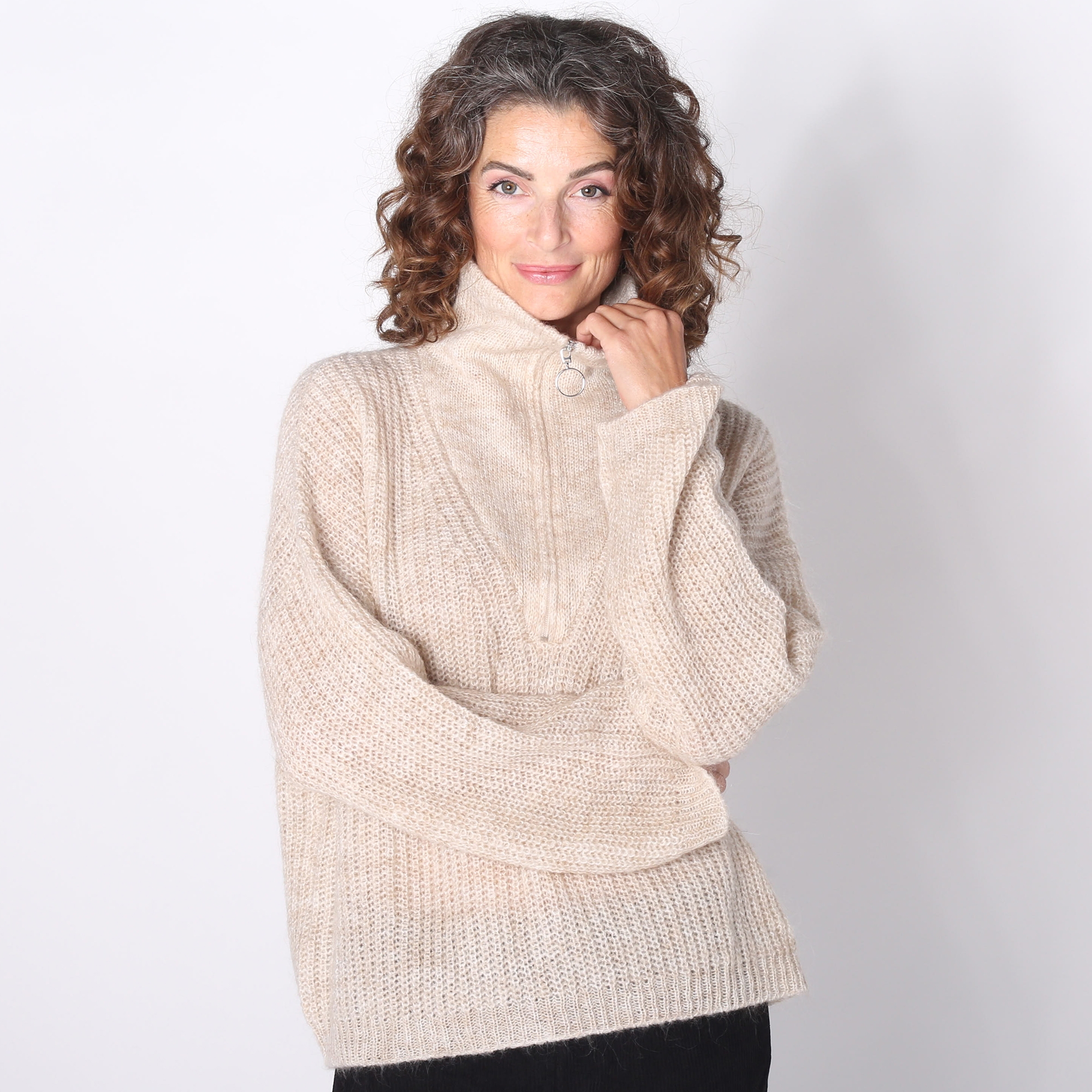Bellina Zip Collar Pullover Sweater - TSC.ca