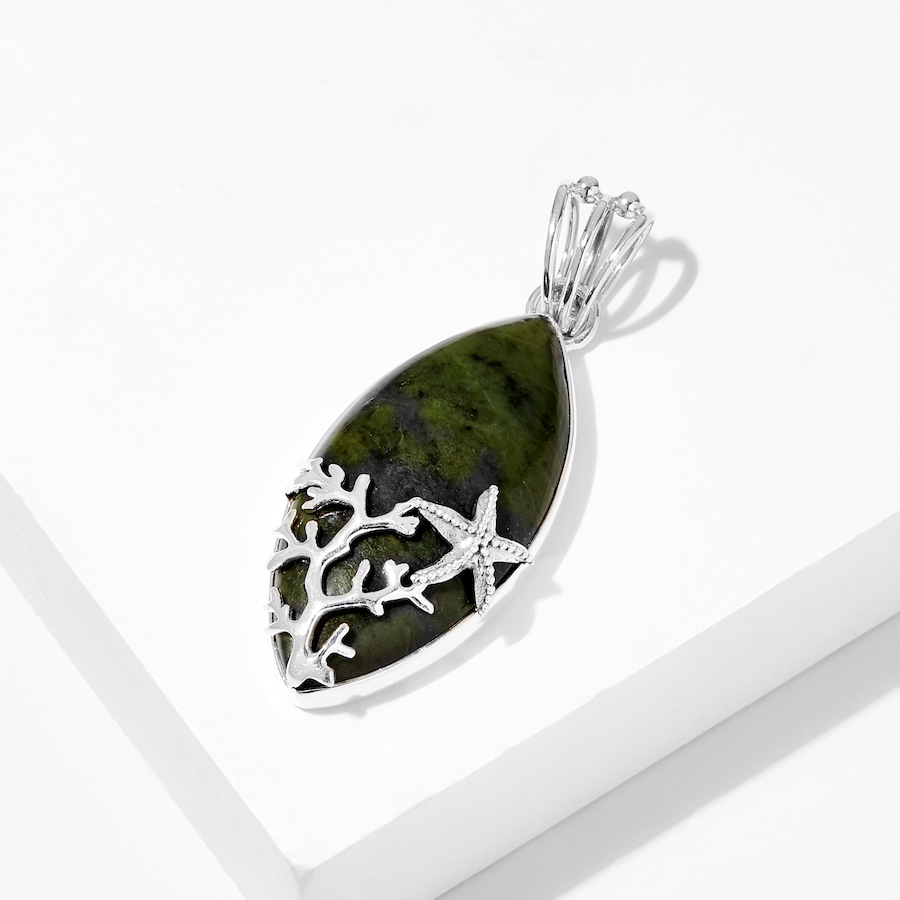 Image 241272_JAD.jpg, Product 241-272 / Price $199.33, Himalayan Gems Sterling Silver 18 mm x 13 mm Marquise Gemstone Pendant from Himalayan Gems on TSC.ca's Jewellery department