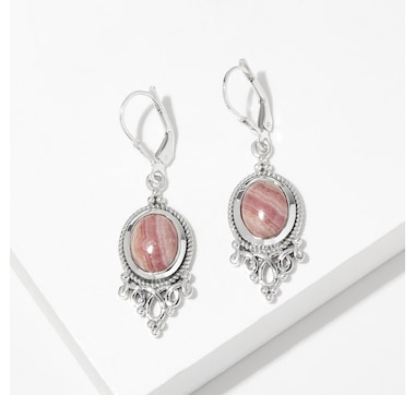 Himalayan Gems Sterling Silver Gemstone Leverback Earrings