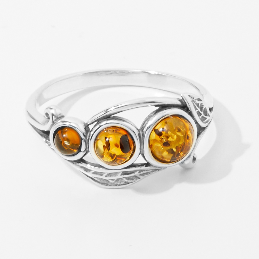 Image 241312_CIT.jpg, Product 241-312 / Price $29.33, Amber Extraordinaire Sterling Silver 3 Stone Amber Ring from Amber Extraordinaire on TSC.ca's Jewellery department