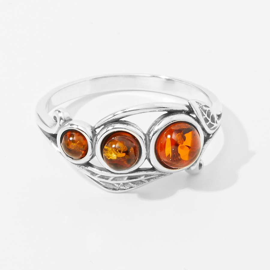 Image 241312_COG.jpg, Product 241-312 / Price $29.33, Amber Extraordinaire Sterling Silver 3 Stone Amber Ring from Amber Extraordinaire on TSC.ca's Jewellery department