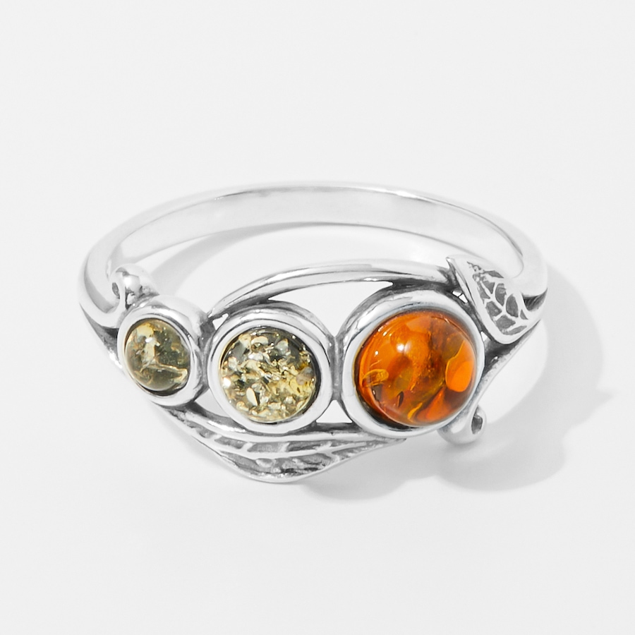 Image 241312_MTI.jpg, Product 241-312 / Price $29.33, Amber Extraordinaire Sterling Silver 3 Stone Amber Ring from Amber Extraordinaire on TSC.ca's Jewellery department