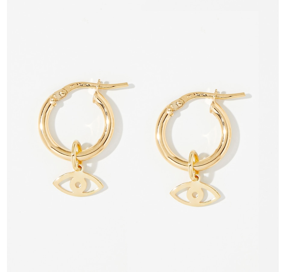 Image 241344_EVIL.jpg, Product 241-344 / Price $99.88, TruGold 10K Yellow Gold Charm Hoop Earrings from TruGold on TSC.ca's Jewellery department
