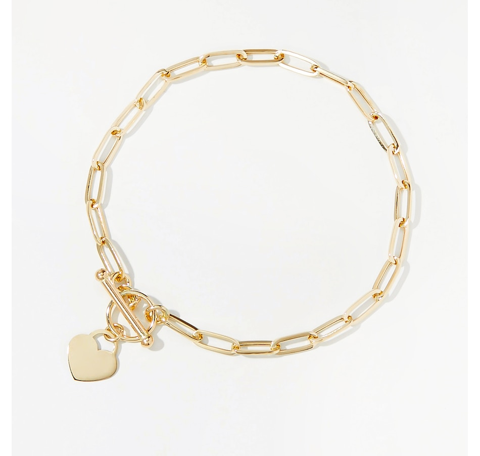 Jewellery - Bracelets - Stefano Oro 14K Yellow Gold T-Bar Heart ...