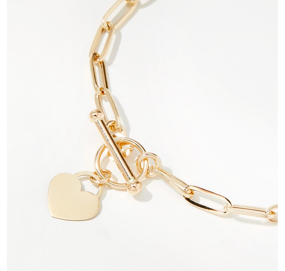 Image 241348_ALTMORE1.jpg, Product 241-348 / Price $329.99 - $349.99, Stefano Oro 14K Yellow Gold T-Bar Heart Paperclip Bracelet from Stefano Oro on TSC.ca's Jewellery department